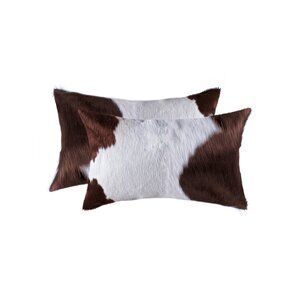 Natural Home Decor Torino Kobe Cowhide Pillow | 2-Piece | White & brown | 12"x20